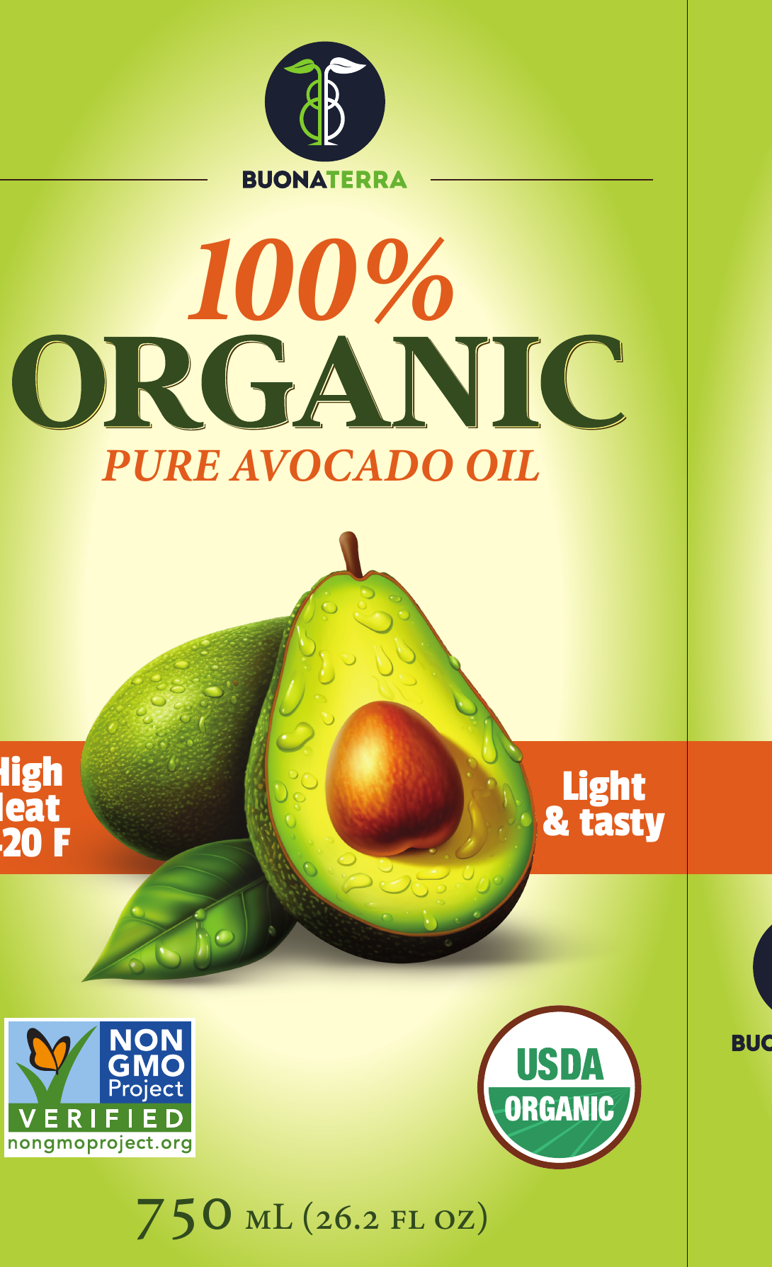 Buona Terra 100% Organic Pure Avocado Oil, 750 mL