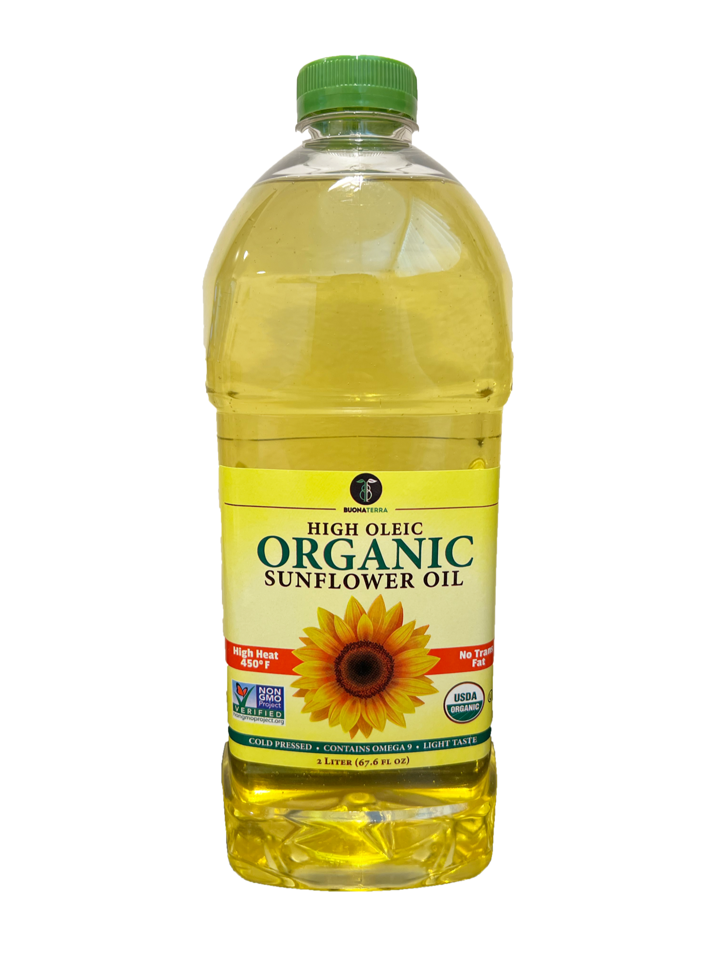 Buona Terra High Oleic Organic Sunflower Oil 2L bottle